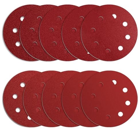ZHJAN 20 Pcs Sanding Discs,180MM/7 Inch/8 Hole Sandpaper Set,2 * 40/60/80/100/120/150/180/230/240/400 Sanding Pads for Drywall Sander Long Neck Sander