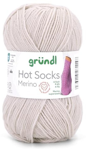 Gründl Hots Socks Merino uni, 4-fädige Sockenwolle, 50 g /200m,75% Schurwolle (Merino, superwash), 25% Polyamid,mulesing frei, Öko-tex Standard, (22 sand)