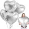 Herz Folienballon Silber 4PCS, 32 Zoll Herzluftballons Hochzeit, XXL Folienballons Herz, Herzluftballons Helium, Herzform Folienluftballon Geeignet für Geburtstag Hochzeit Dekoration