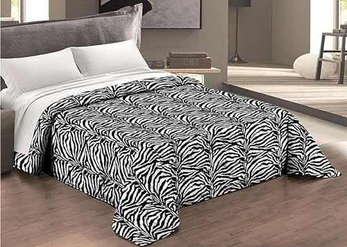 Tex family Gesteppte Tagesdecke mit Schleife © Zebra in Weiß und Schwarz, hergestellt in Italien, für Einzelbett