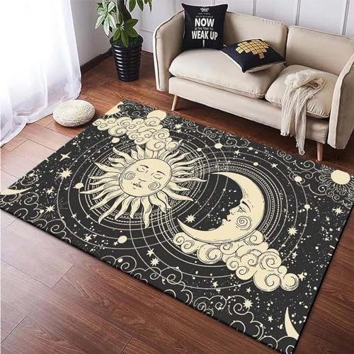 Kinderteppich Sonne, Mond, Planet, Sternenhimmel - Kurzflor Teppich Kinderzimmer Spielteppich Antiallergen Und Extra Weich - Babyzimmer Teppiche Für Junge Und Mädchen Babyteppich 50 X 80 cm / 1-0T9G8