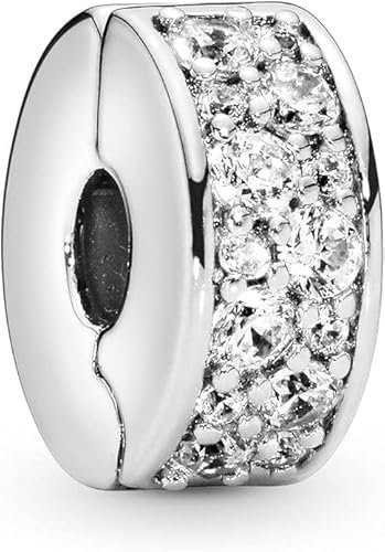 TCZNAF Clear Pavé Clip Charms Bead -Anhänger für europäische Armbänder und Halsketten für Damen