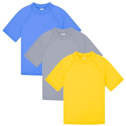 BIG ELEPHANT 3 Pièces de Bain Anti-UV pour Garçon Maillot de Bain à Manche Courte Enfants Rashguard pour Surf Natation Plongée Plage