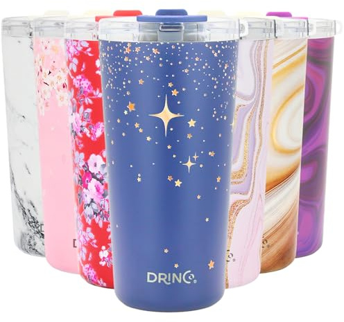 Drinco - 20 oz Stainless Steel Tumbler | Double Walled Vacuum Insulated Mug With Lid, 2 Straws, For Hot & Cold Drinks (20oz North Star, 20oz)