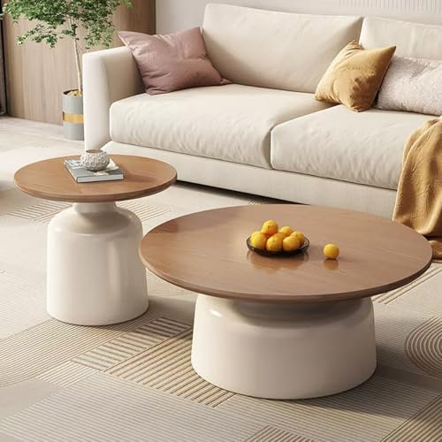 XMLYSMYS Runder Couchtisch, Wohnzimmertisch 2er-Set, Moderner Couchtisch fürs Wohnzimmer, Teetisch, Sofa-Beistelltisch für Wohnzimmer und Schlafzimmer(Yellow)