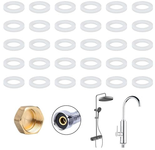 Lot de 30 joints d'étanchéité pour pommeau de douche, robinet de douche 1/2, rondelles de raccord 19 mm en caoutchouc, joints d'étanchéité en caoutchouc pour raccord de robinet (blanc 1/2'')