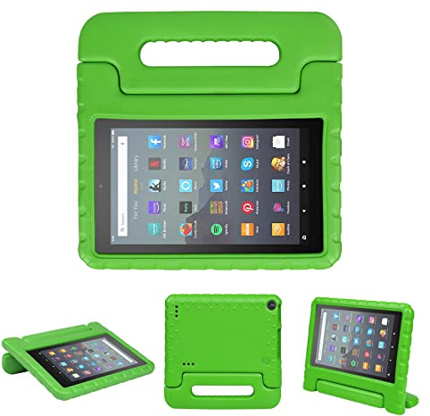 Kids Case for Fire 7 Inch Tablet 9th/7th/5th Generation Tablet (2019/2017/2015 Release) Kid-Proof & Shockproof Case Sturdy Soft Durable EVA Protective Cover with Convenient Handle,Green