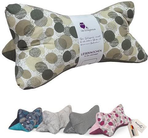 Leseknochen Nackenkissen Mister bequem und waschbar! Handgestopft und genäht in Deutschland - Nutzbar als Nackenrolle Kissen Nackenrolle (Lovely Dots Beige)