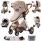 Sianldcone Kinderwagen 3 in 1, Hochwertige Stoffe Kinderwagen Set, Zwei-Wege-Schiebefunktion Reisesysteme, Offene Sicht Kombikinderwagen 3 in 1 Komplettset (V9 Khaki)