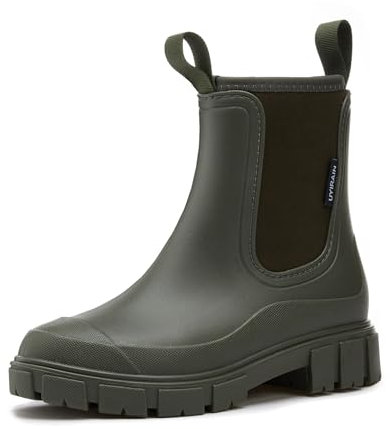 AONEGOLD Stivali Pioggia Donna Impermeabile Antiscivolo Leggere Comode Stivali Gomma Moda Pioggia per Esterni Giardinaggio Boots(Verde Warm,40 EU)