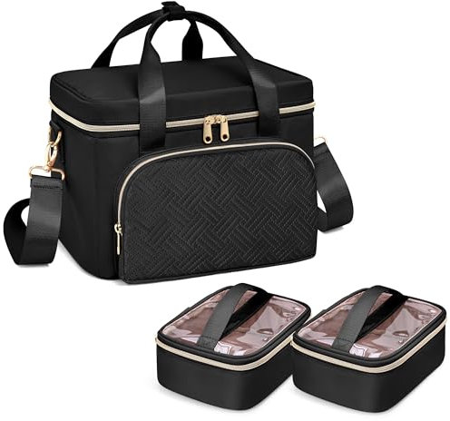 Prokva Nähzubehör Organizer Tasche mit 2 Abnehmbaren Fächern, Große Nähset für Werkzeuge, Schwarz (nur Tasche)