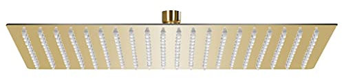 Furniture Select-Rain - Soffione doccia rettangolare in acciaio INOX, 50 x 30 cm, colore: Oro