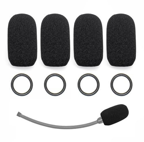 Voarmaks A20 Mic Cover, 4 Pack Chubby Microphone Foam Covers & 4 Silicone O-Rings Compatible with Bose A20, A30, A10 Aviation Headsets, High-Density Sponge Windscreen