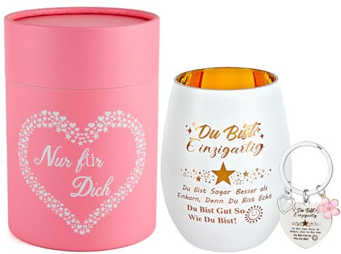 SXUUXB Windlicht Glas mit Geschenkbox für Freunde Geschenke, Windlichter Teelichthalter mit Gravur, Geschenk für Freunde zum Weihnachten, Ostern, Geschenk Geburtstag, Abschlussfeier