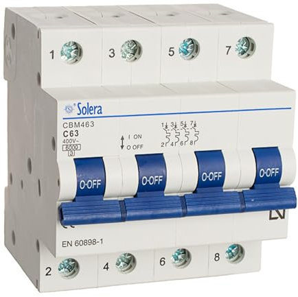 Solera® CBM463 Interruttore Magnetotermico, C63, 4P, 4M, 6kA, 63A • 3 unità