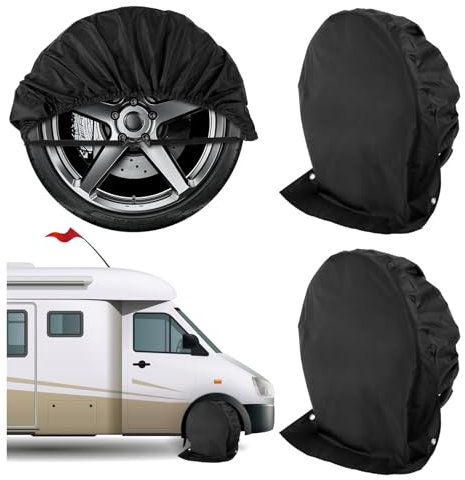 2 Stück Radschutzhülle Wohnmobil 72.5 x 72.5cm Reifenabdeckung Wohnwagen Felgenschutz Schwarz Reifensäcke Reifenabdeckung Wohnmobil Reifentasche Wasserdicht Schutzbezug für Caravan Wohnmobil