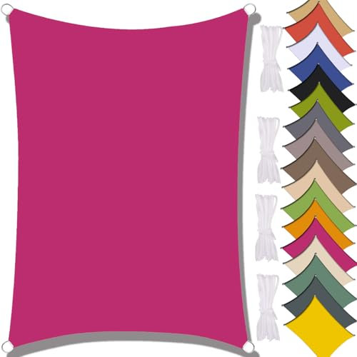 MAJINGC Voile D'ombrage Carré 2X3M Imperméable Toile Ombrage Rectangulaire 95% UV Protection pour Patio Balcon Jardin Terrasse (Rouge rosé,2X3M)