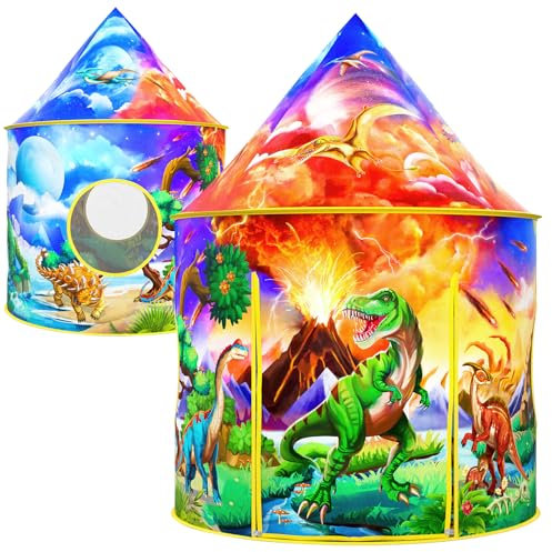 Wilwolfer Dinosaurier-Entdeckungs-Spielzelt, großes Pop-Up-Kinderzelt für drinnen und draußen, pädagogisches Dino-Abenteuer für Jungen und Mädchen (3-12 Jahre)