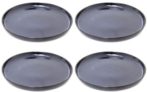 Set of 4 Blue Reactive Glaze Stoneware Plates | Blue Ceramic Side Plates | Microwave & Dishwasher Safe Dinnerware - 21cm