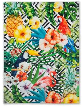 Excelsa Tropical Chic Canovaccio da Cucina, 50x70 cm, 100% Cotone, Stampa Tropicale Multicolore