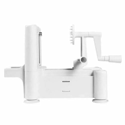 Apollo Housewares Vegetable Spiralizer Triple Blade – White Spiral Slicer for Fruits & Veg | 3-in-1 Noodle & Ribbon Cutter with Suction Feet | Low Carb, Keto, Paleo Diet Friendly – 31x23x17 cm