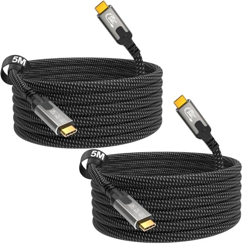 CABLAPTOP [Lote de 2 cable usb c 5m,Cable USB C a USB C,Cable de video USB-C 3.2 Gen2 de 20 Gbps carga 240W,soporte para video 8K/30Hz 4K/144Hz,compatible con,MacBook Pro,hubs,SSD monitores