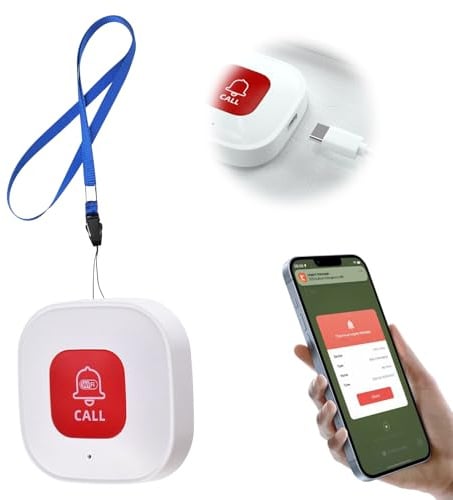 ALEENFOON Boton Emergencia Ancianos Inteligente WiFi,SOS Avisador Personas Mayores,Control de Aplicación Tuya,WiFi Boton Llamada Emergencia para Pacientes/ Ancianos/ Niños/ Mujeres Embarazadas