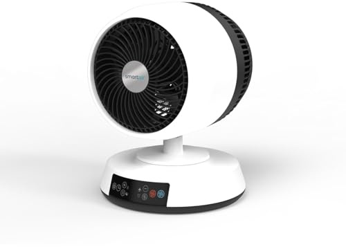 Smart Air Dual Breeze Hot & Cold Oscillating Fan with Powerful Airflow - Cooling Fan in Summer & Warm Room Heater in Winter - 24 Fan Speeds - Automatic Safety Shut Off - 24 Hour Timer - Desk, Bedroom