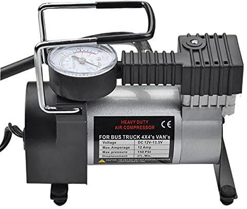 Compresseur d air électrique portable 12V gonfleur de pneus avec manomètre câble alimentation long pompe à compacte pour voiture moto vélo ballons sport