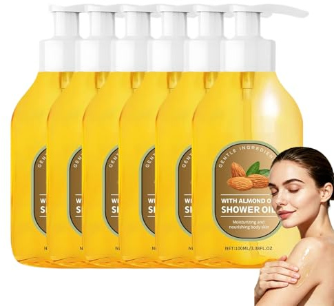 Olio doccia nutriente alla mandorla, olio di mandorle nutriente e idratante, oli idratanti per rassodare la pelle dopo la doccia, oli per il corpo setosi. 6 pezzi
