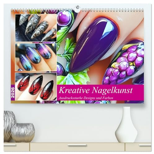 Kreative Nagelkunst. Ausdrucksstarke Designs und Farben (hochwertiger Premium Wandkalender 2026 DIN A2 quer), Kunstdruck in Hochglanz: Zwölf moderne Designs für schöne Fingernägel (CALVENDO Kunst)