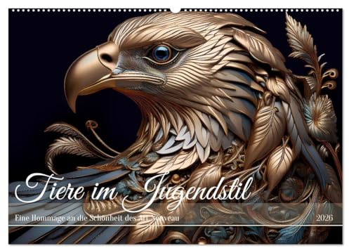 Tiere im Jugendstil - Eine Hommage an die Schönheit des Art Nouveau (Wandkalender 2026 DIN A2 quer), CALVENDO Monatskalender: Wertschätzung für die ... der Ästhetik des Jugendstils (CALVENDO Tiere)