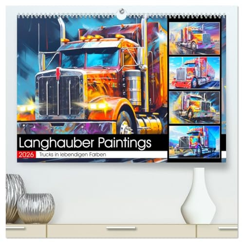 Langhauber Paintings. Trucks in lebendigen Farben (hochwertiger Premium Wandkalender 2026 DIN A2 quer), Kunstdruck in Hochglanz: Ein Kalender voller ... und kraftvoller Trucks (CALVENDO Technologie)