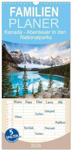 Familienplaner 2026 - Kanada - Abenteuer in den Nationalparks mit 5 Spalten (Wandkalender, 21 cm x 45 cm), CALVENDO: Erstaunliche Naturszenen aus Banff und Jasper (CALVENDO Natur)