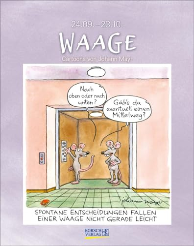 Waage 2025: Sternzeichenkalender-Cartoonkalender als Wandkalender im Format 19 x 24 cm.