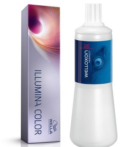 Wella Illumina Haarfarbe 6/16 Dark Ash violett blond 60 ml und Welloxon 6% 20 Vol 1000 ml Twin Pack