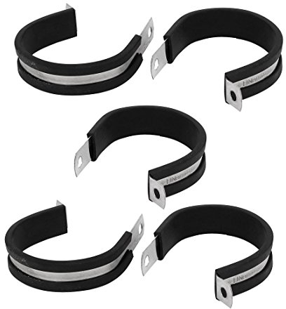 Sourcingmap 48mm Dia EPDM Rubber Lined P Clips Cable Hose Pipe Clamps Holder 5pcs