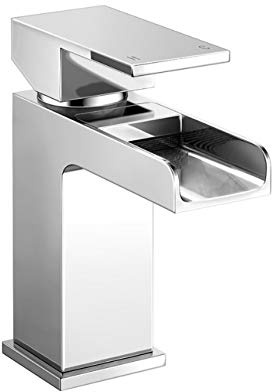 Trade In Post Waterfall Bathroom Basin Sink Tap Square Mixer Chrome Mono Bloc Luxury Cloakroom