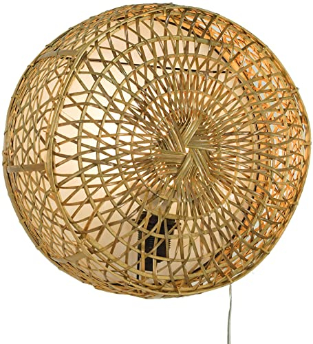 GURU SHOP Wandlampe/Wandleuchte, in Bali Handgefertigt aus Naturmaterial, Rattan - Modell Maumere, 35x35x14 cm
