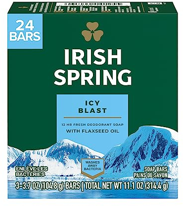 Irish Spring Men's Deodorant Soap Bar, Icy Blast - 24 Count