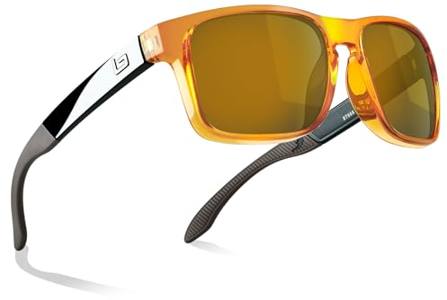 Bnus Klassische Sonnenbrille, hergestellt in Italien, Echtglas-Linse von Corning mit polarisierter Option, (Crystal Brown / B15 Polarized(m)), Medium
