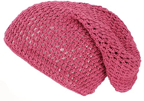 GURU SHOP Beanie, Baumwoll-Häkelmütze - Himbeerrot, Herren/Damen, Baumwolle