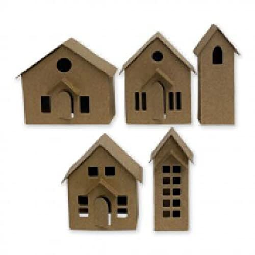 Sizzix 664741 Thinlits Stanzschablonen, Papier Village von Tim Holtz, 16 Stück