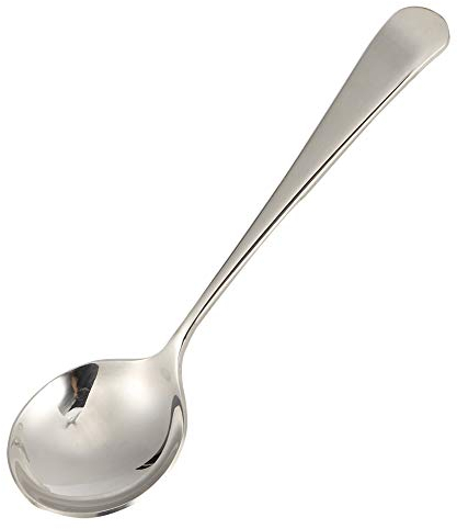 5 pièces cuillères rondes 16 cm cuillères à soupe en acier inoxydable à long manche enfants cuillère soupe riz sauce cuillère de service pour le ménage de Restaurant(argent)