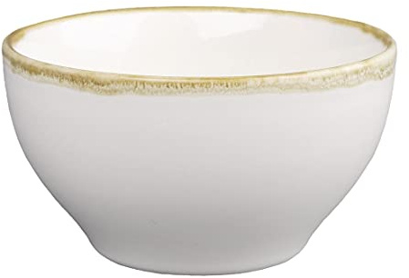 Olympia Kiln Porcelain Round Bowls 140mm 635ml (6 Pack), White, 635 ml | Vitrified to BS4034 standards for rim chip resistance. Unique reactive glaze finish is microwave and dishwasher safe.