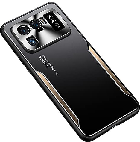 ESTH® Handyhülle für Xiaomi Mi 11 Ultra Hybrid Rüstung Aluminium Metall Stoßfester Bumper Cover Soft Silikon Militär Heavy Duty Case für Xiaomi Mi 11 Ultra, Gold
