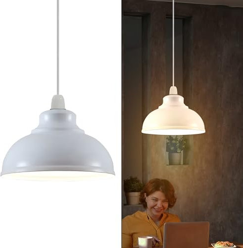 LEDSone Industrielle Decken-Pendelleuchtenschirme, Retro-Vintage-Stil, Pendelleuchtenschirm für hängende Deckenleuchten (Weiß, 1er-Pack)