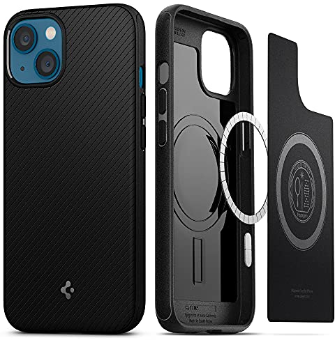 Spigen Mag Armor MagFit Hülle Kompatibel mit iPhone 13 Mini Kompatibel mit MagSafe Magnetisch -Matte Black