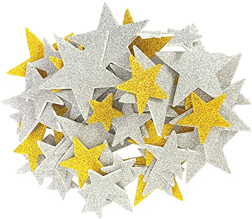 (2.5/3.5/5.5cm) 200 Stück Glitzerstern Aufkleber Glitzerstern Sticker Glitzer Schaumstoff EVA Stern Aufkleber Sticker Selbstklebend Moosgummi Stern Aufkleber zum kleben für Weihnachten DIY Handwerk