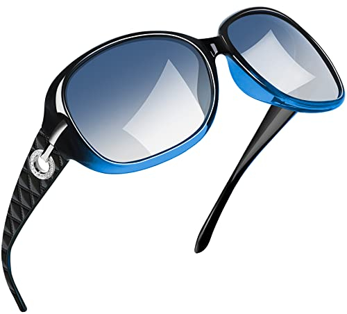 Joopin Polarisierte Sonnenbrille Blaue Gläser Groß Übergroß Klassische UV400 Damen Sonnenbrille XL Elegante Brille Vintage (Hellblau)